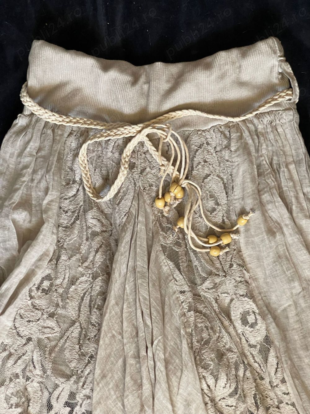 Fusta pantalon harem bej stil boho racoroasa vara 