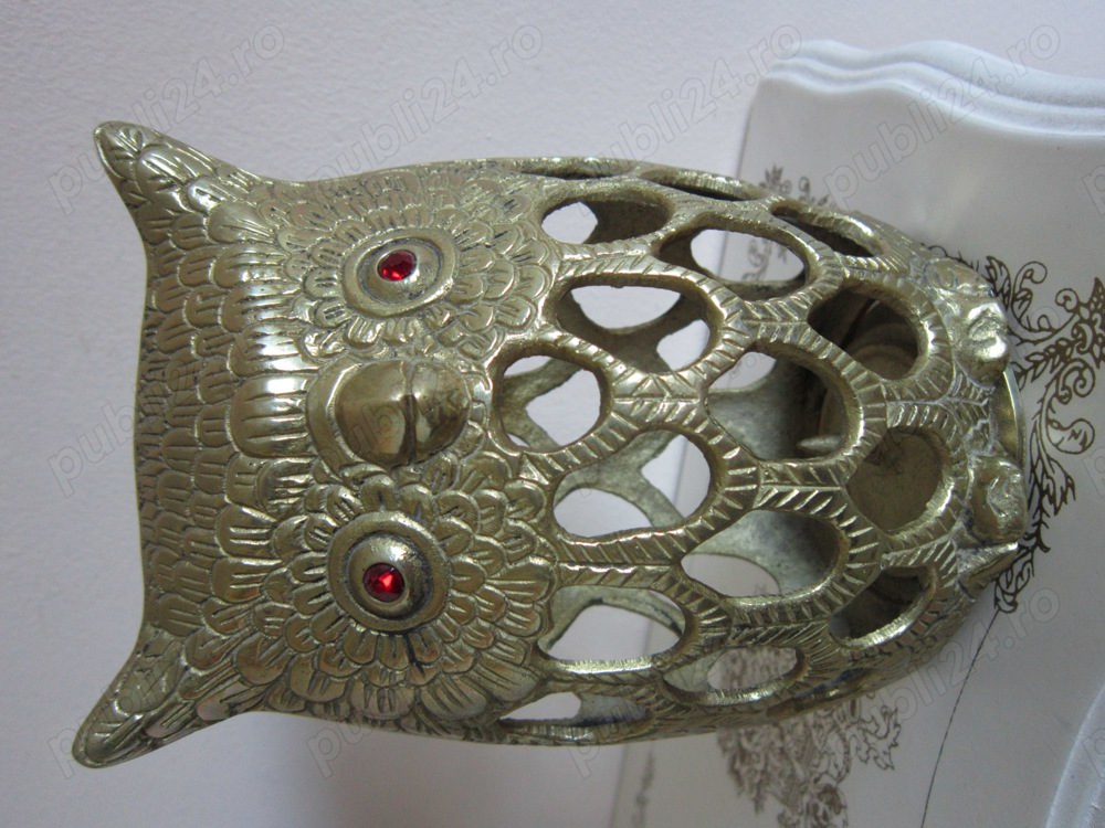 cadou rar Bufnita vintage bronz masiv handmade Feng Shui Franta 1960