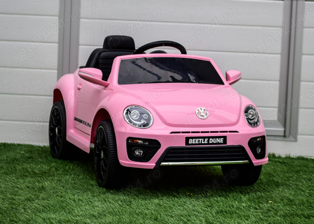 Masinuta electrica VW Beetle Dune 60W 12V, bluetooth, amortizoare, roz