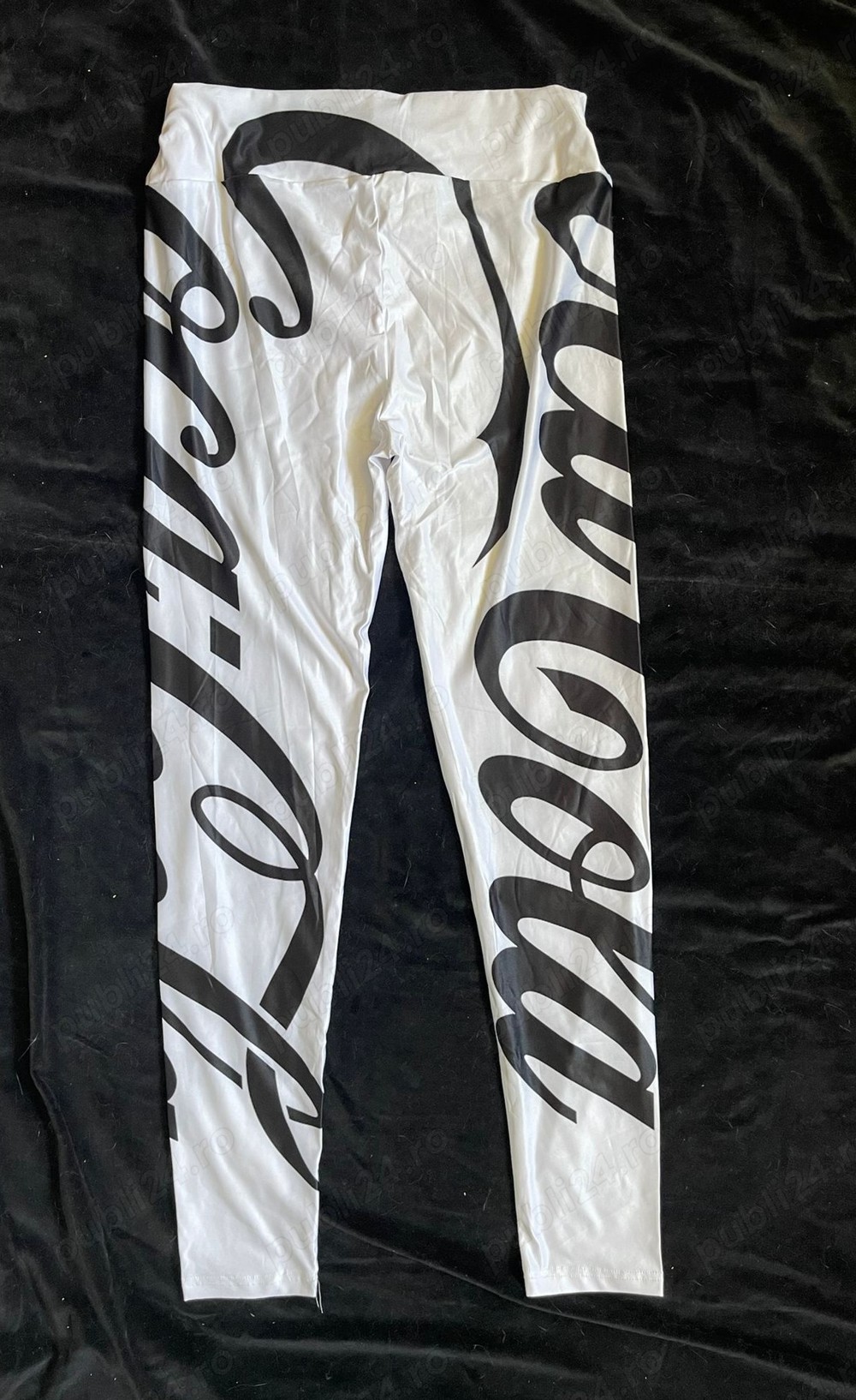 Colanti elastici sport albi logo negru