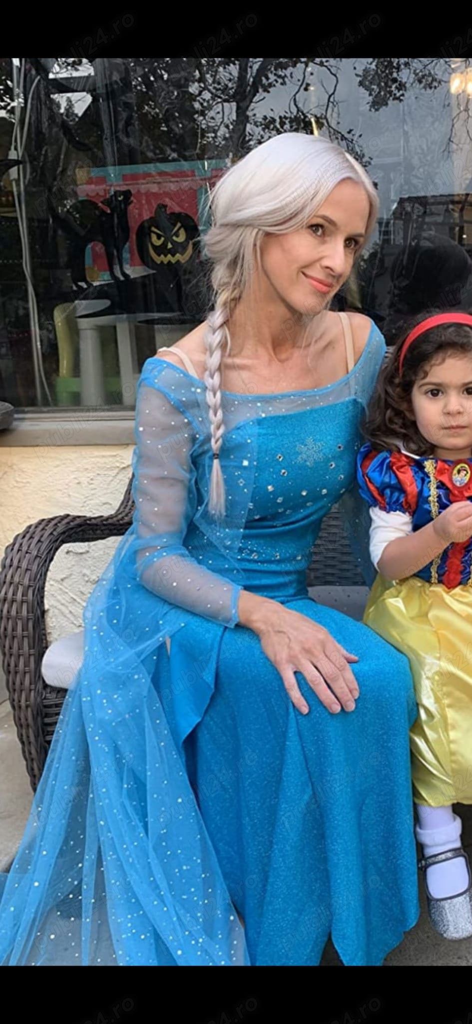 Costume Cosplay Princessa Elsa Frozen adult, XXL, cu peruca, petreceri, carnaval, Evenimente, nou