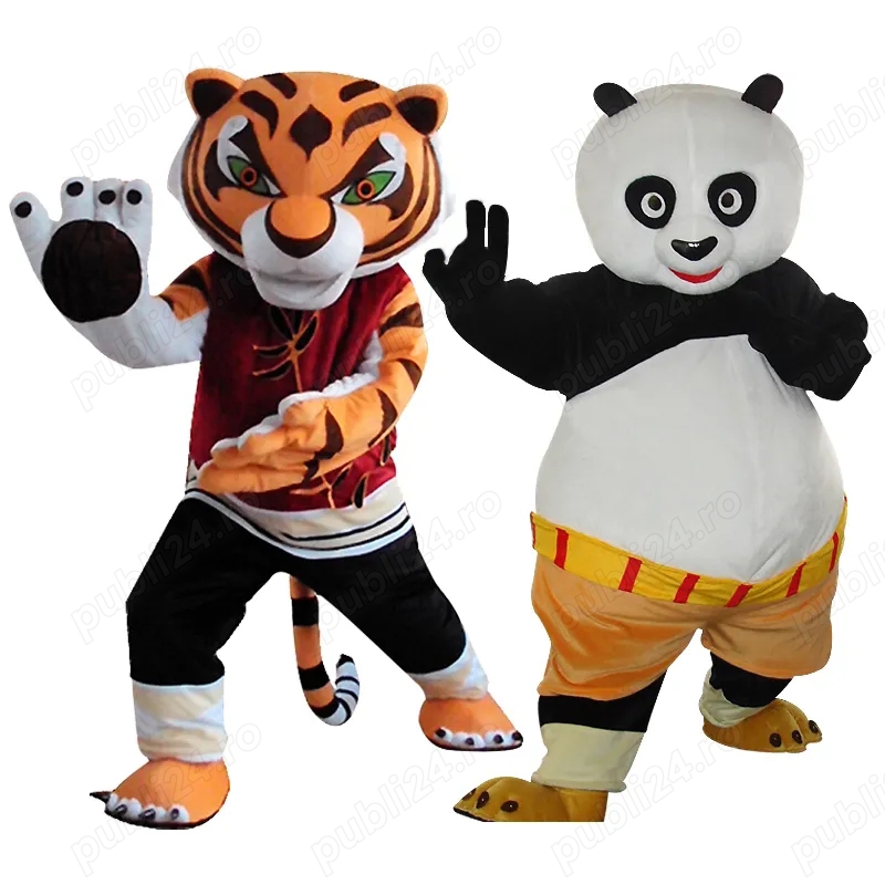 Costume Cosplay Mascote Kung fu Panda si Tigru adult nou, pentru evenimente, petreceri, carnaval 
