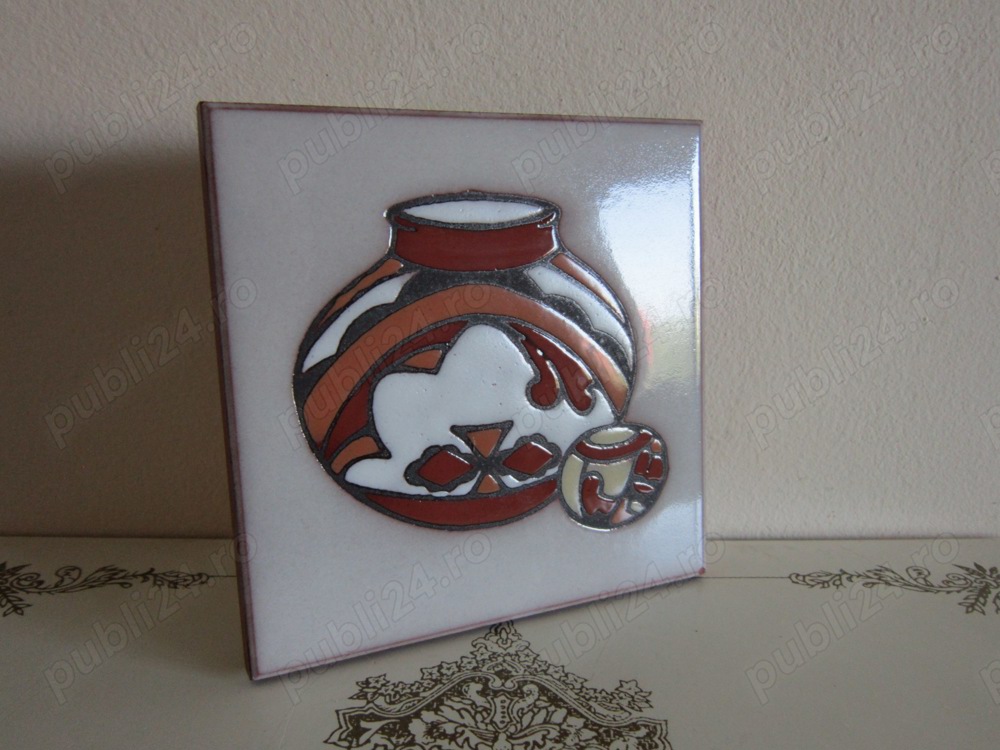 cadou rar  placa ceramica Navajo handmade Cleo Teissedre 1980 SUA