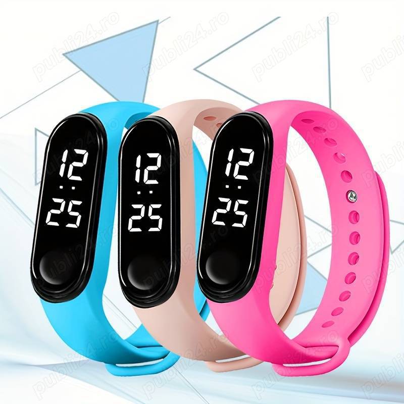 Ceas sport LED rezistent la apa, cadou de vacanta pentru baieti si fete. Pret 10 lei. Livrare gratis
