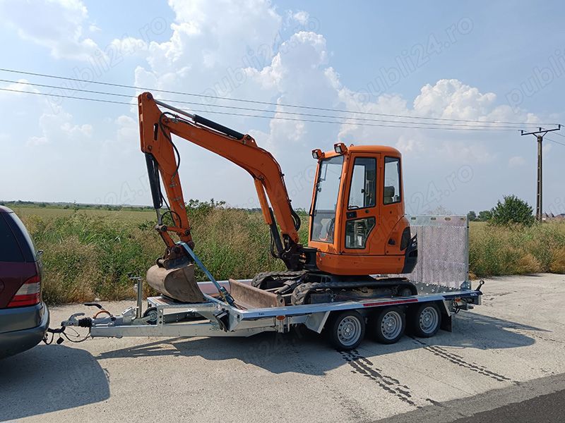 Inchirieri remorca utilaje trailer bobcat transport excavator