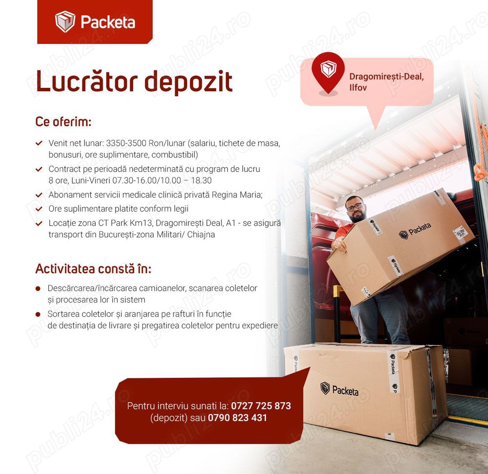 Packeta Romania angajează LUCRĂTOR DEPOZIT (Dragomirești Deal, Ilfov)