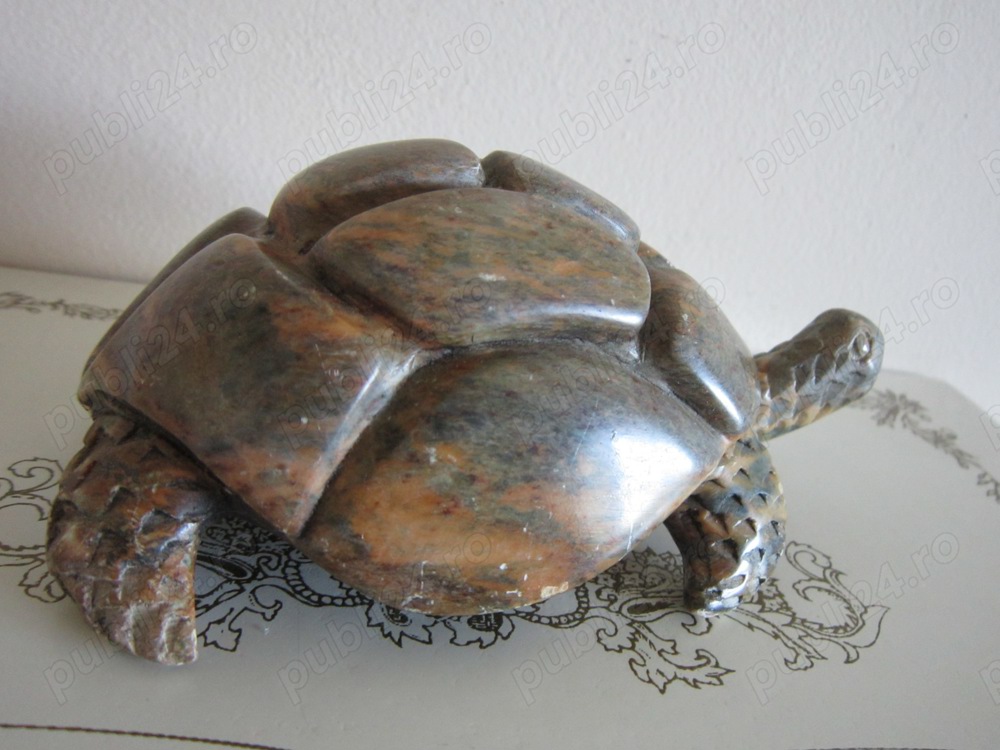 cadou rar Broasca Testoasa vintage de colectie sculptura piatra naturala