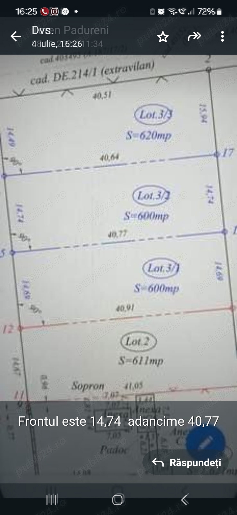 Vand 600 mp.teren intravilan in Padureni Timis