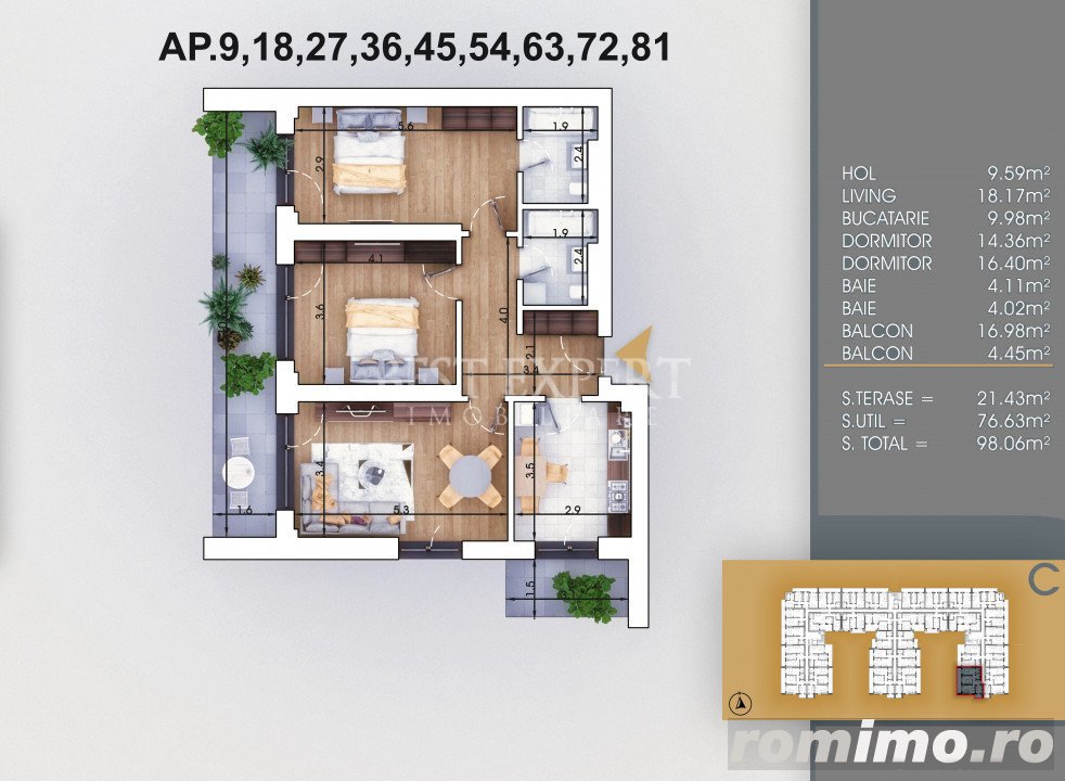 3 camere decomandate 5 min N.Teclu
