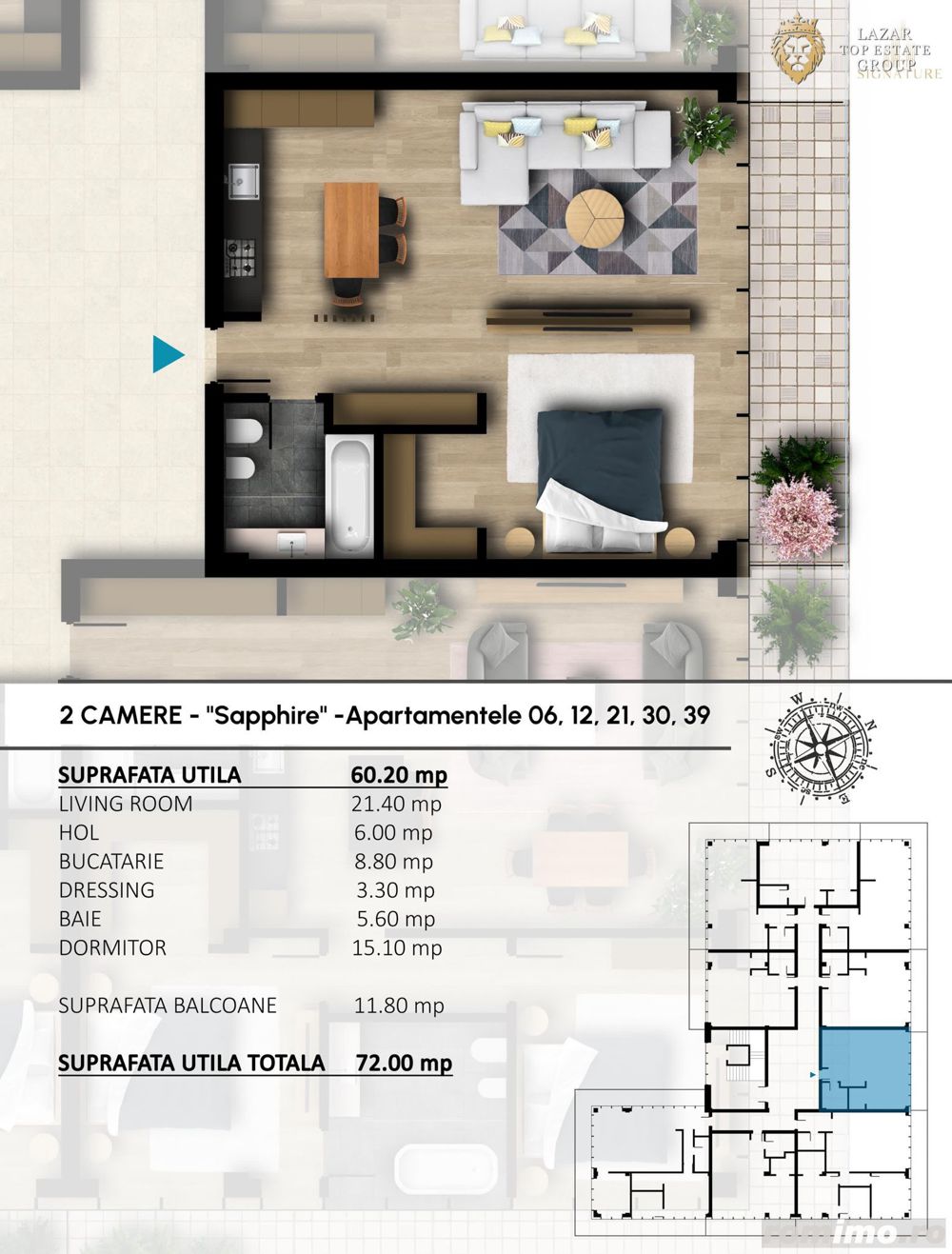 Apartament Nou 2 camere tip Sapphire