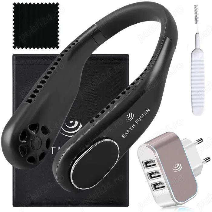 Ventilator Portabil pentru gat Earth Fusion , accesori incluse gratis.