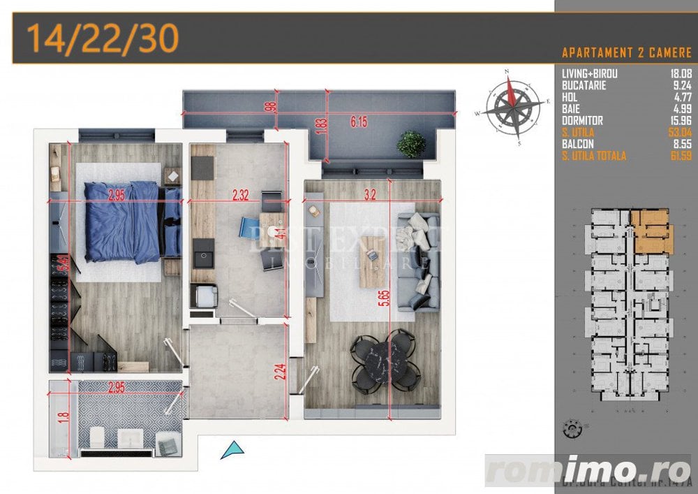 2 Camere Moderne -500 m fata de STB-Credit Ipotecar 15%