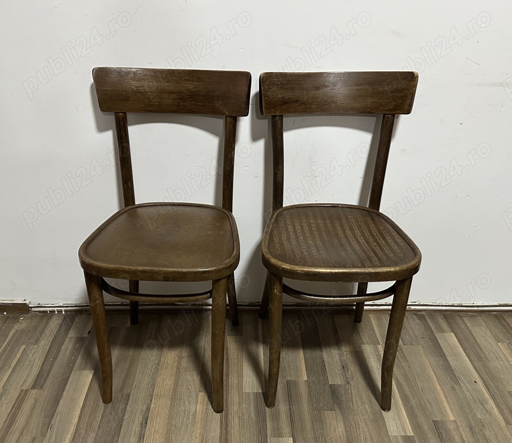 2 buc Scaun Vintage Stil Thonet; Scaun Vintage din lemn