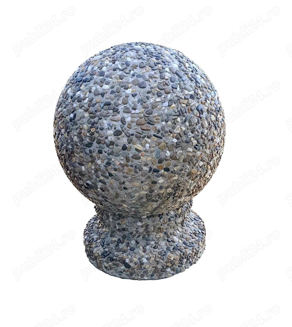 Bolard sferic cu picior din beton cu piatra naturala 25 cm