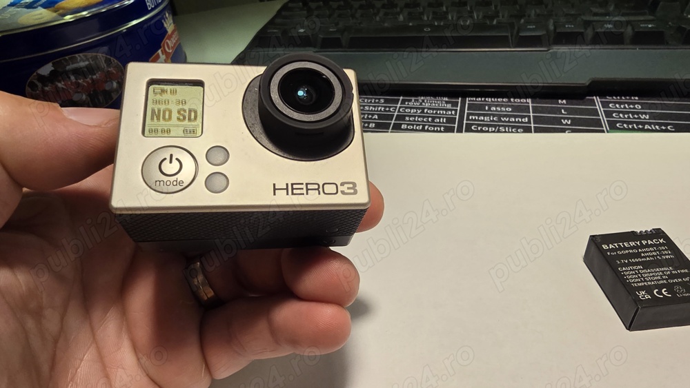 GoPro Hero 3 + display + acumulator de schimb