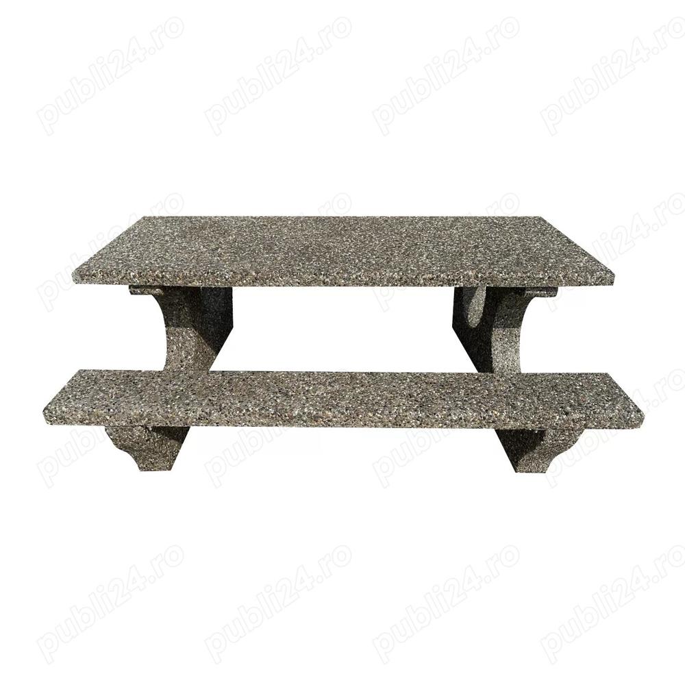 Set masa din beton Vlad cu banci aspect piatra naturala 190x150x74 cm