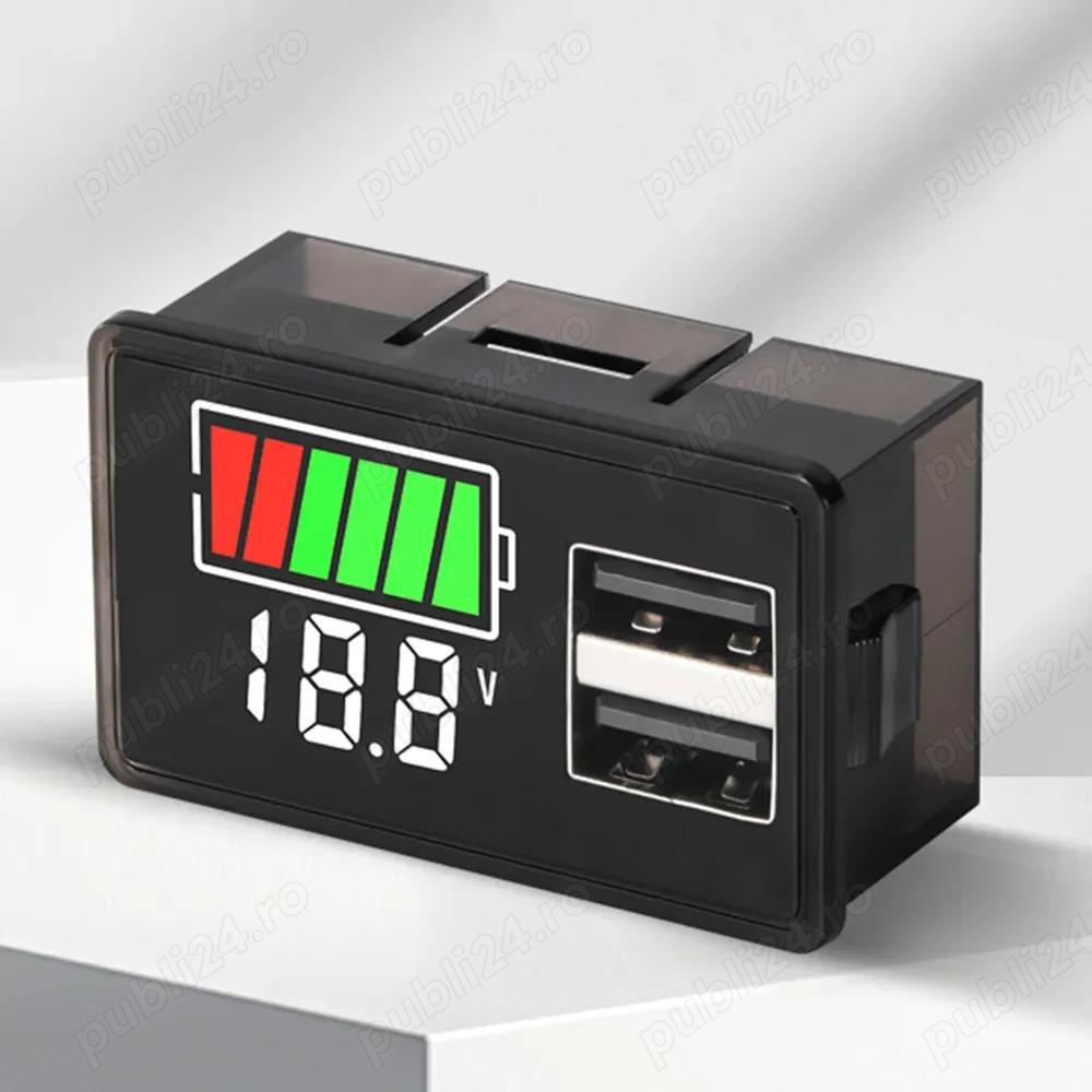 Tester indicator stare acumulator incarcator PB AGM LiIon LiFePO4 cu 2xUSB