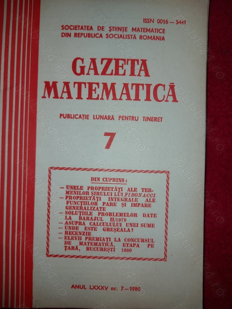 Revista  Gazeta  matematica + revista  Fizica si Chimie
