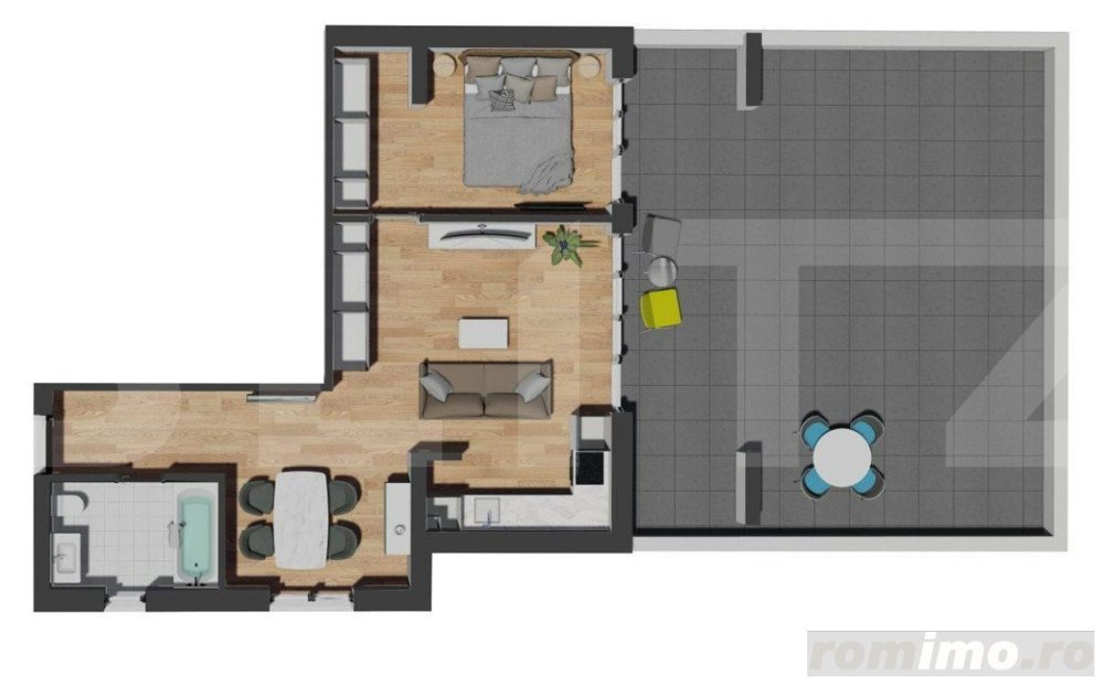 Apartament 2 camere, 54 mp, terasa generoasa, etaj intermediar, zona Vivo Mall