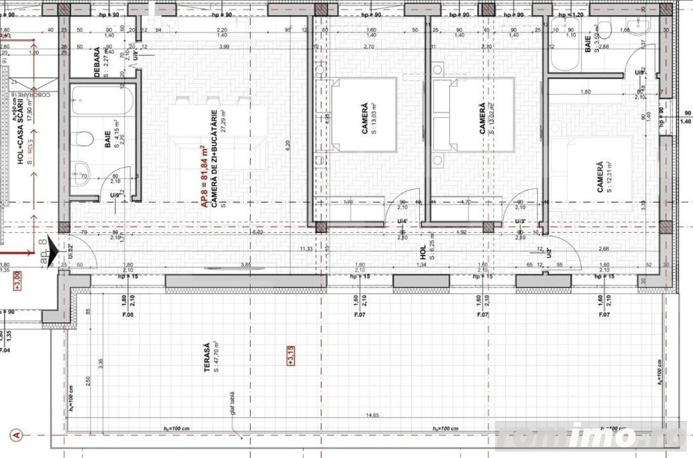 Raritate in APAHIDA! Penthouse FINISAT 4 camere, 82mp, terasa 48mp