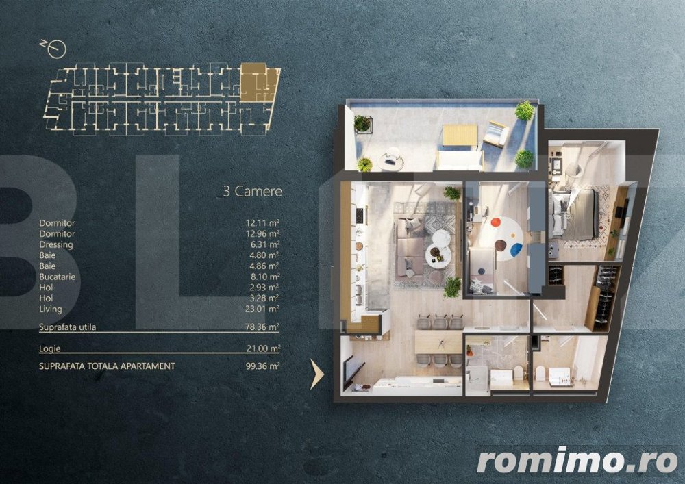 Apartament 3 camere intr-un Ansamblu rezidential Premium, zona Fabricii