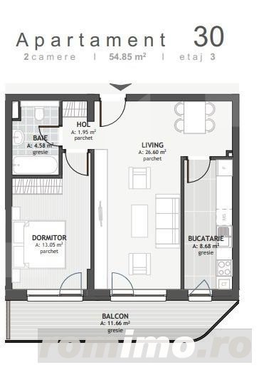  Apartament cu 2 camere, 54.85mp, zona Centrala 