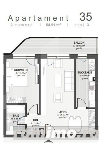 Bloc cu CF! Apartament cu 2 camere, 54.9mp, zona Centrala 