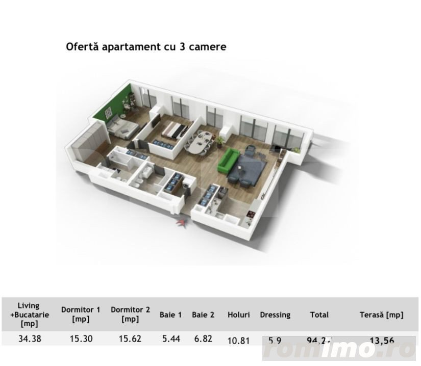 Apartament 3 camere ,94 mp, zona Centrala in cel mai exclusivist bloc din Cluj  