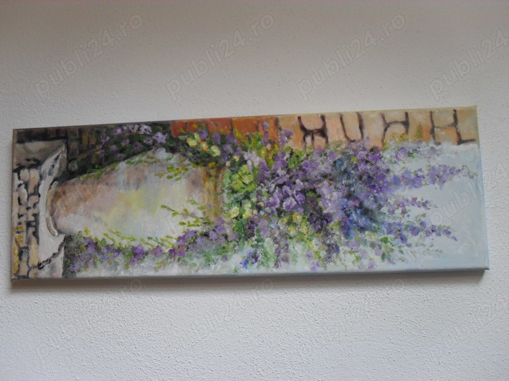 Vas cu flori-pictura ulei pe panza