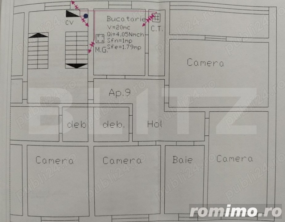 Apartament 3 camere , 64mp,  zona Circumvalatiunii