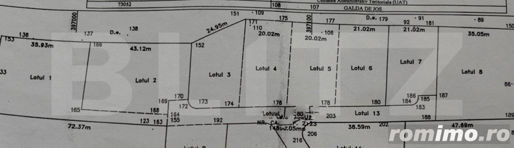 Parcele intravilane cu suprafata cuprinsa intre 708 - 768 mp, zona Teius