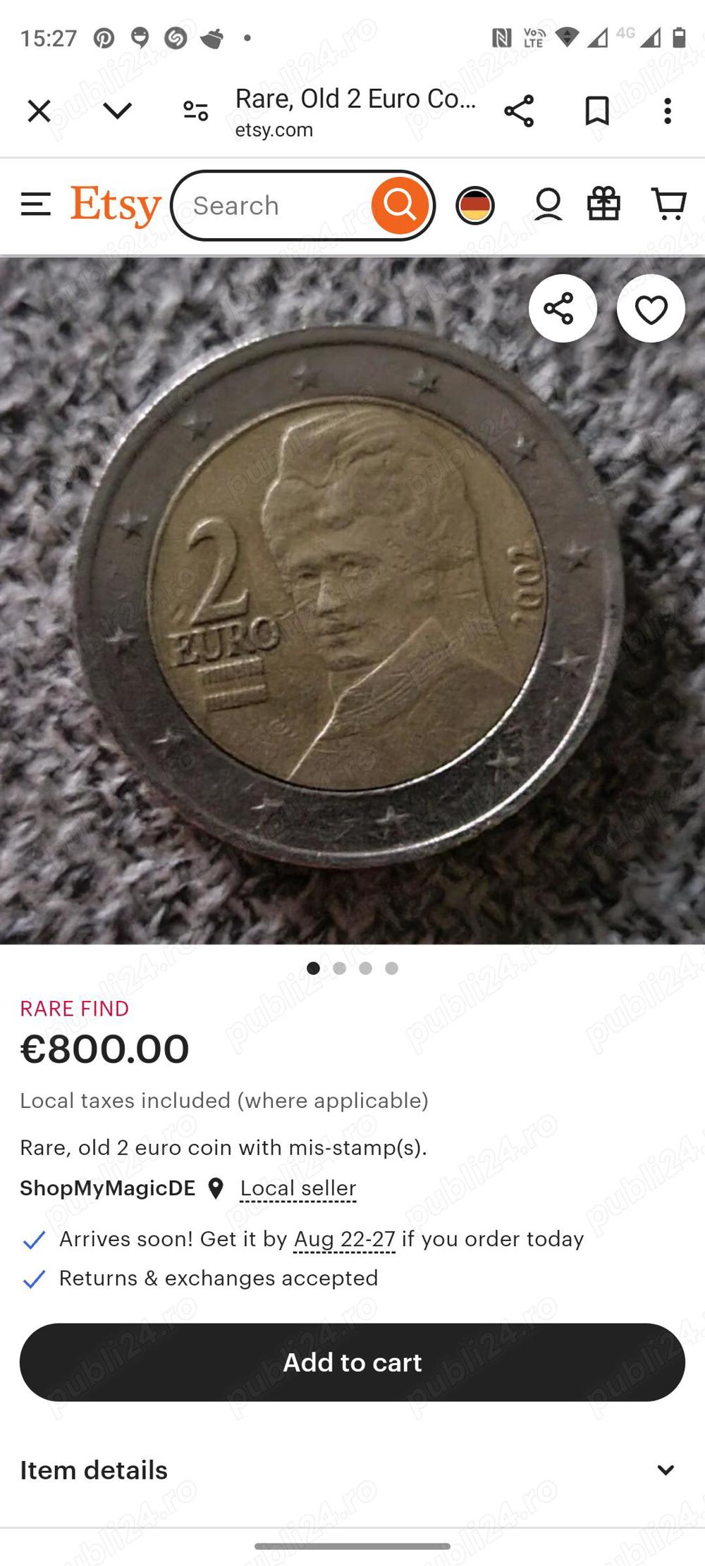 vand moneda rara si veche 2 euro austria