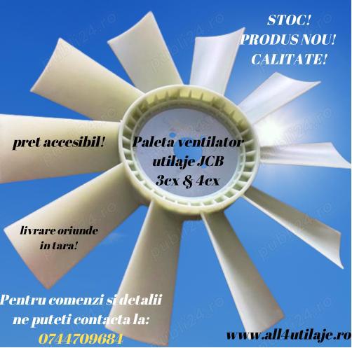 Paleta ventilator, aripi, aparatori, suporti pentru utilajele JCB 