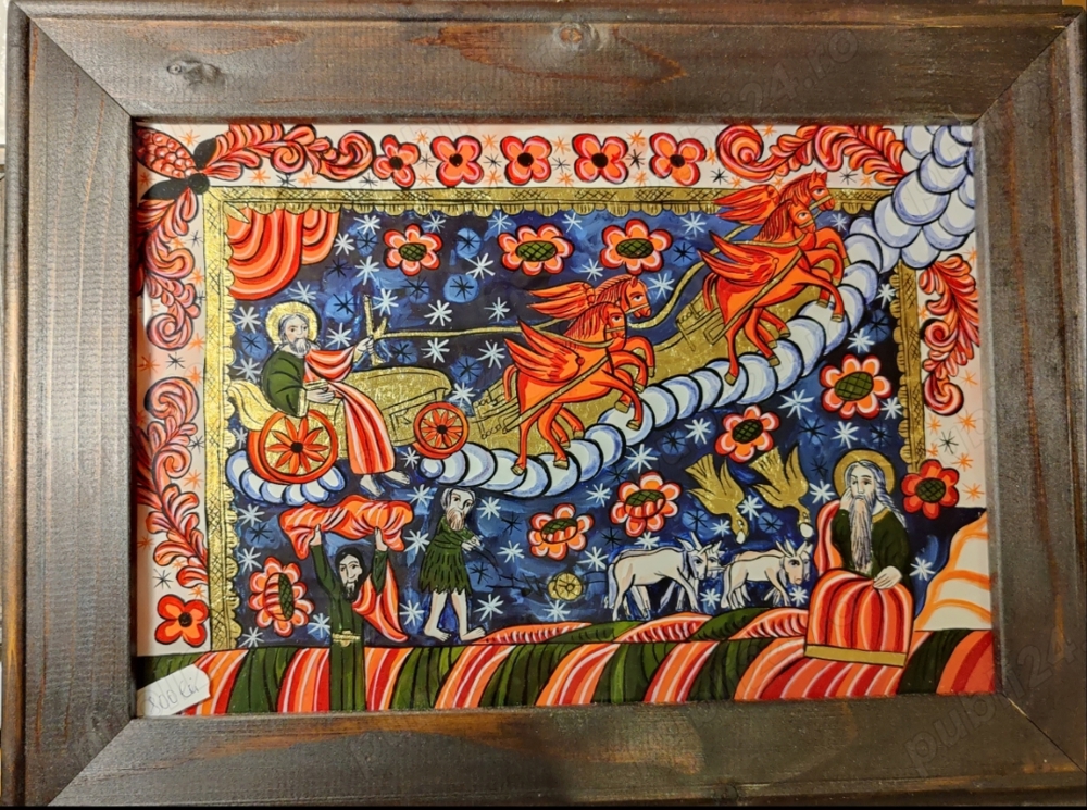 icoană pe sticlă Sfântul Ilie 