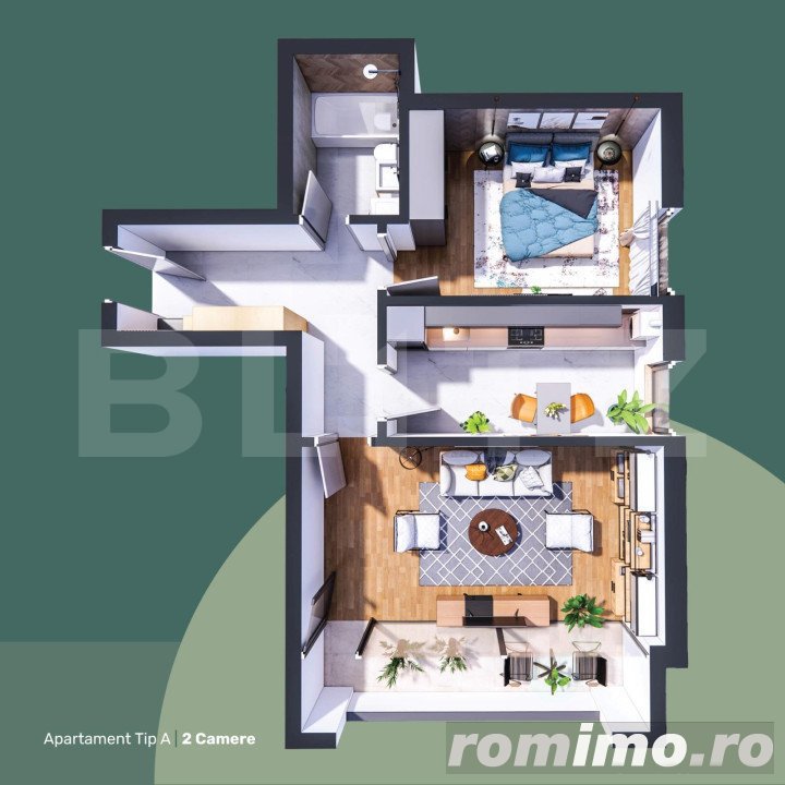 Apartament de 2 camere, 60mp, decomandat, zona Hlincea