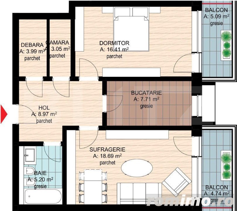 Apartamente cu 2 camere, bloc nou - Complex Milano 5