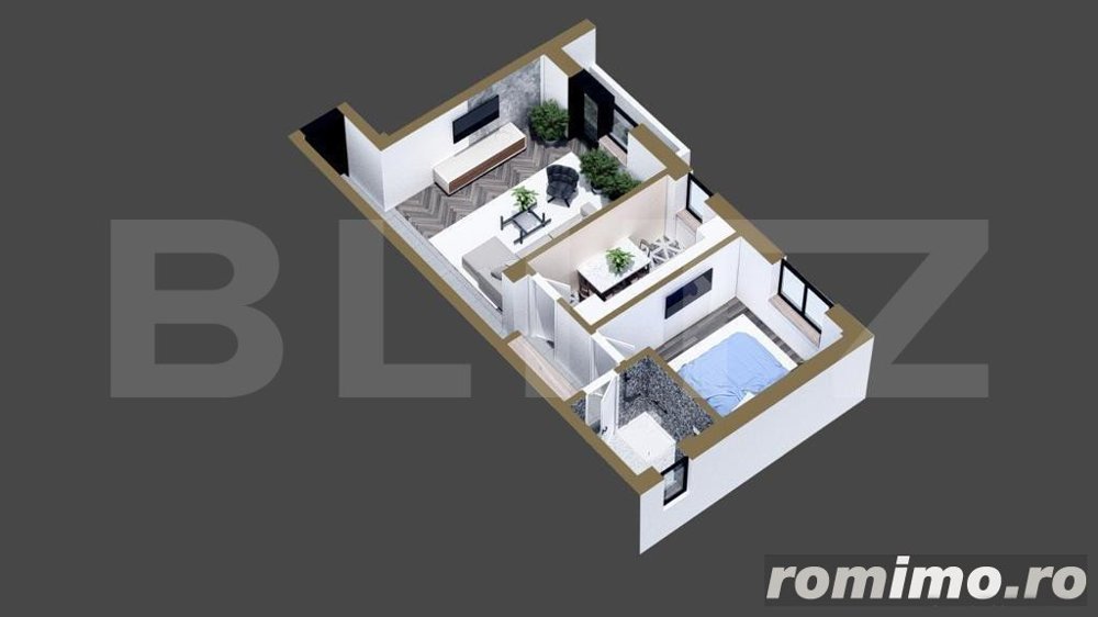 Apartament 2 camere, 48 mp + gradina, Rediu