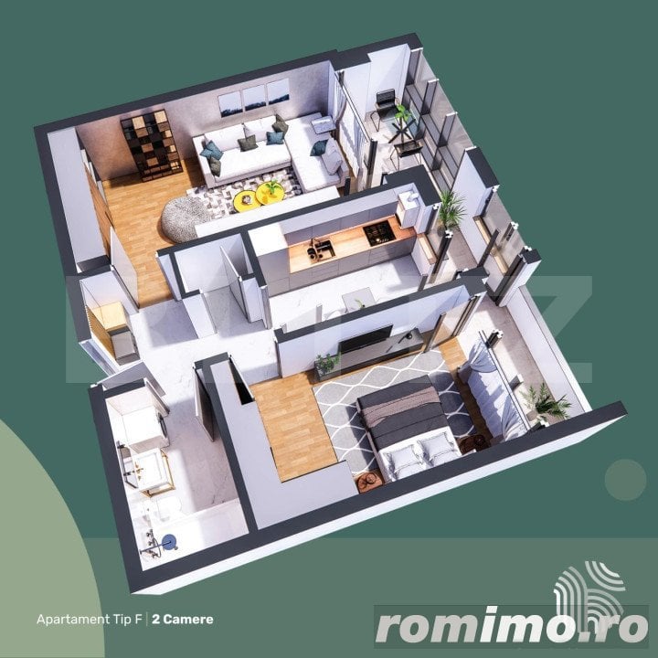 Apartament de 2 camere, decomandat, 64.6mp, etaj intermediar, zona Hlincea