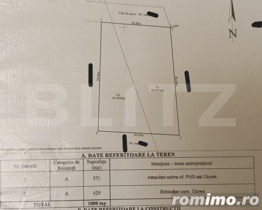 Teren pt casa 1000 mp in Ciurea la strada