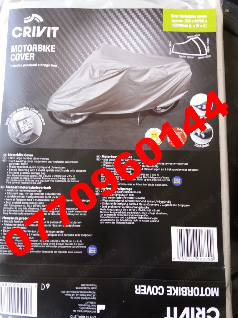 Prelata husa moto bicicleta scuter motocicleta XL 235cmx128cm­x80cm elastic snur de strangere. 