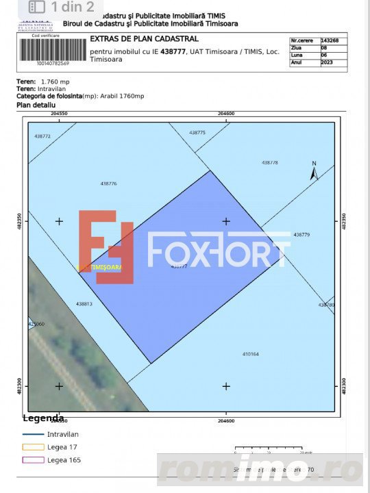 Teren intravilan 3546 mp, ideal pentru dezvoltare, S+P+2E+M, Torontalului