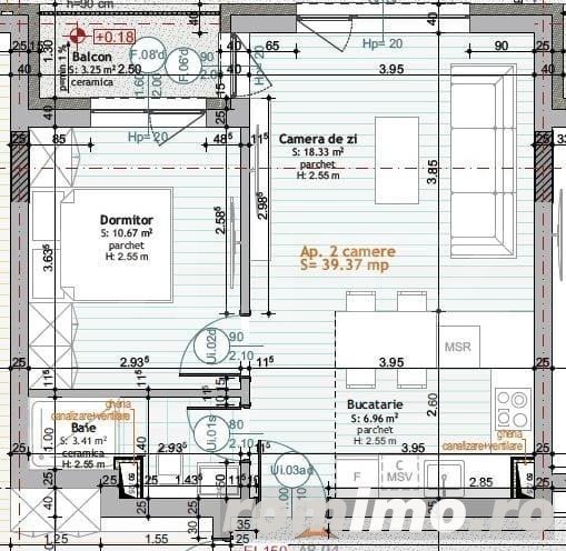 Apartament de 2 camere, 39,37 mp, Calea Moldovei, Bloc nou