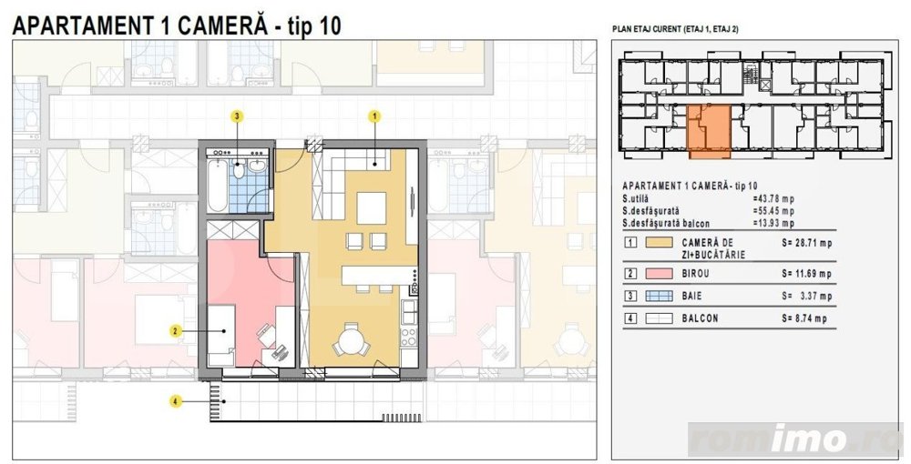 Apartament cu 1 camera, 44mp utili, bloc nou, Calea Moldovei! 