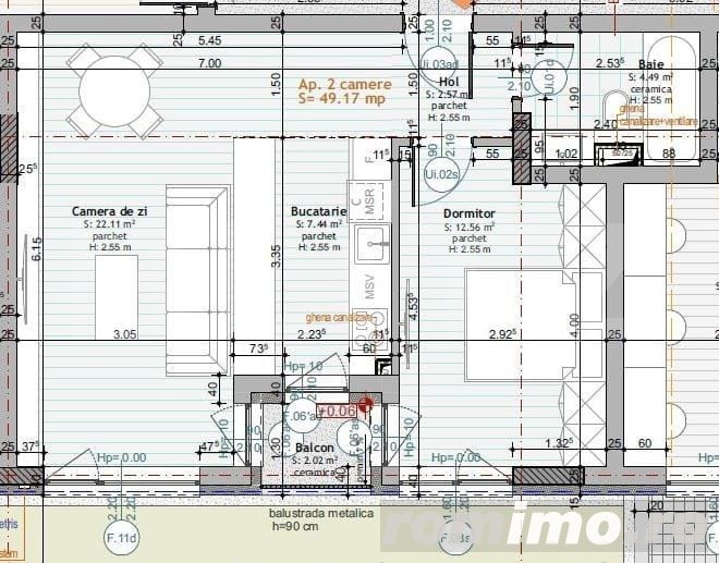 Apartament de 2 camere , 49,17mp, bloc nou, Calea Moldovei