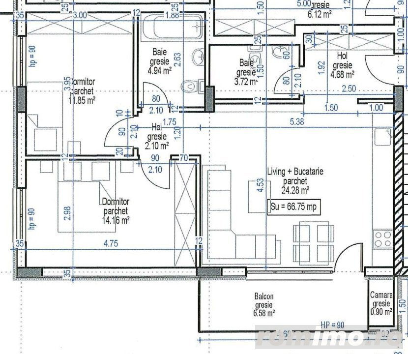 Apartament finisat, 3 camere, lift, acces restrictionat