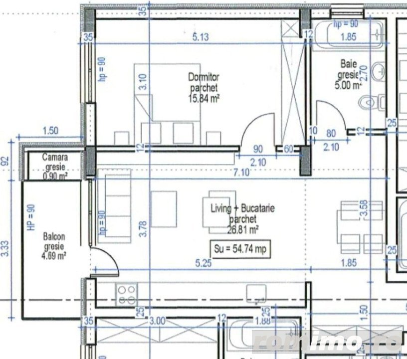 Apartament finisat, incalzire in pardoseala, lift, acces restrictionat