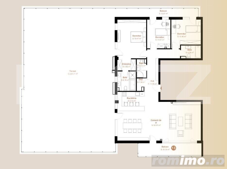 Apartament 4 camere, 139,36 mp + terasa 228,31 mp, zona Vivo 