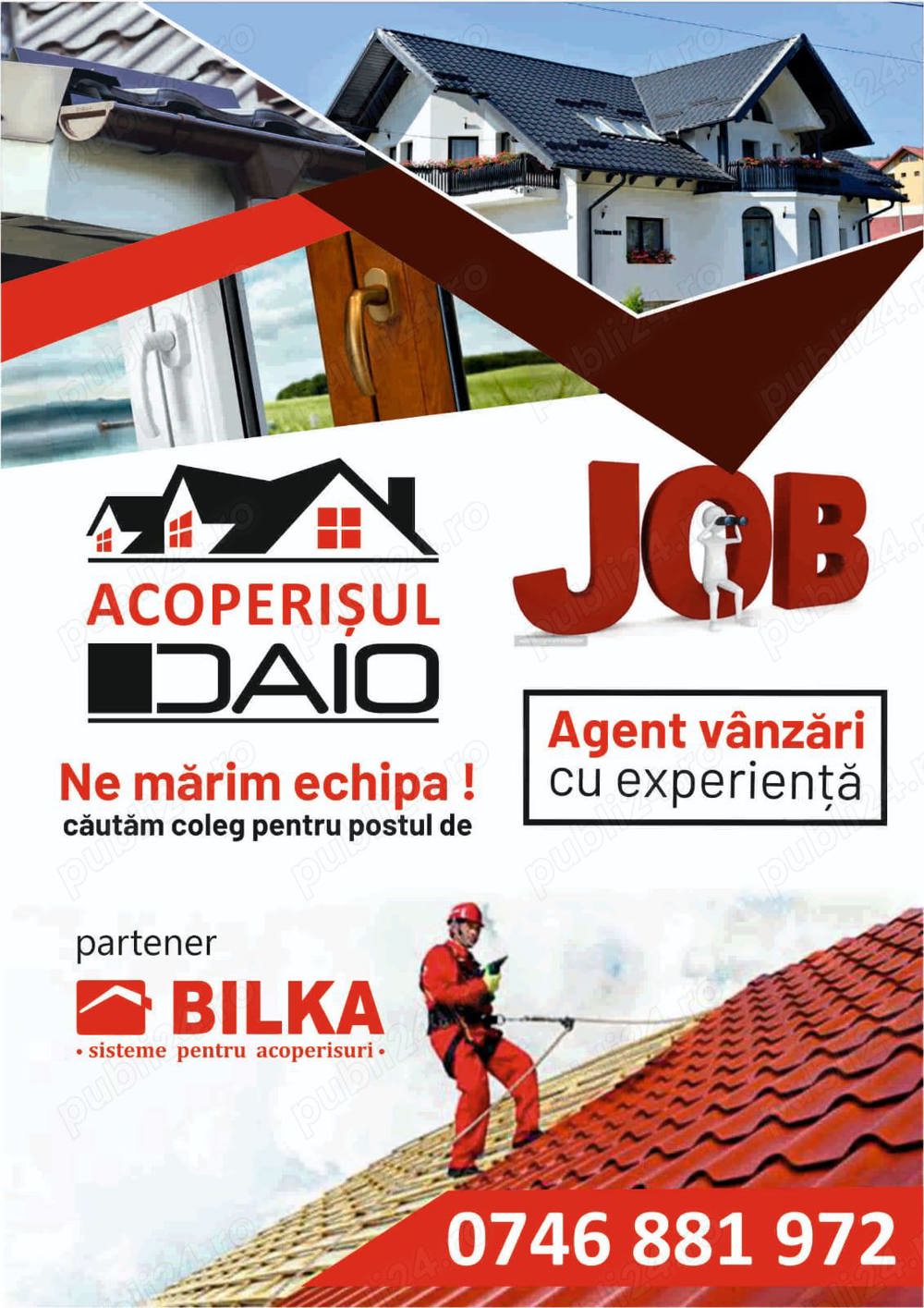 Daio angajeaza agent vanzari pentru acoperisuri 