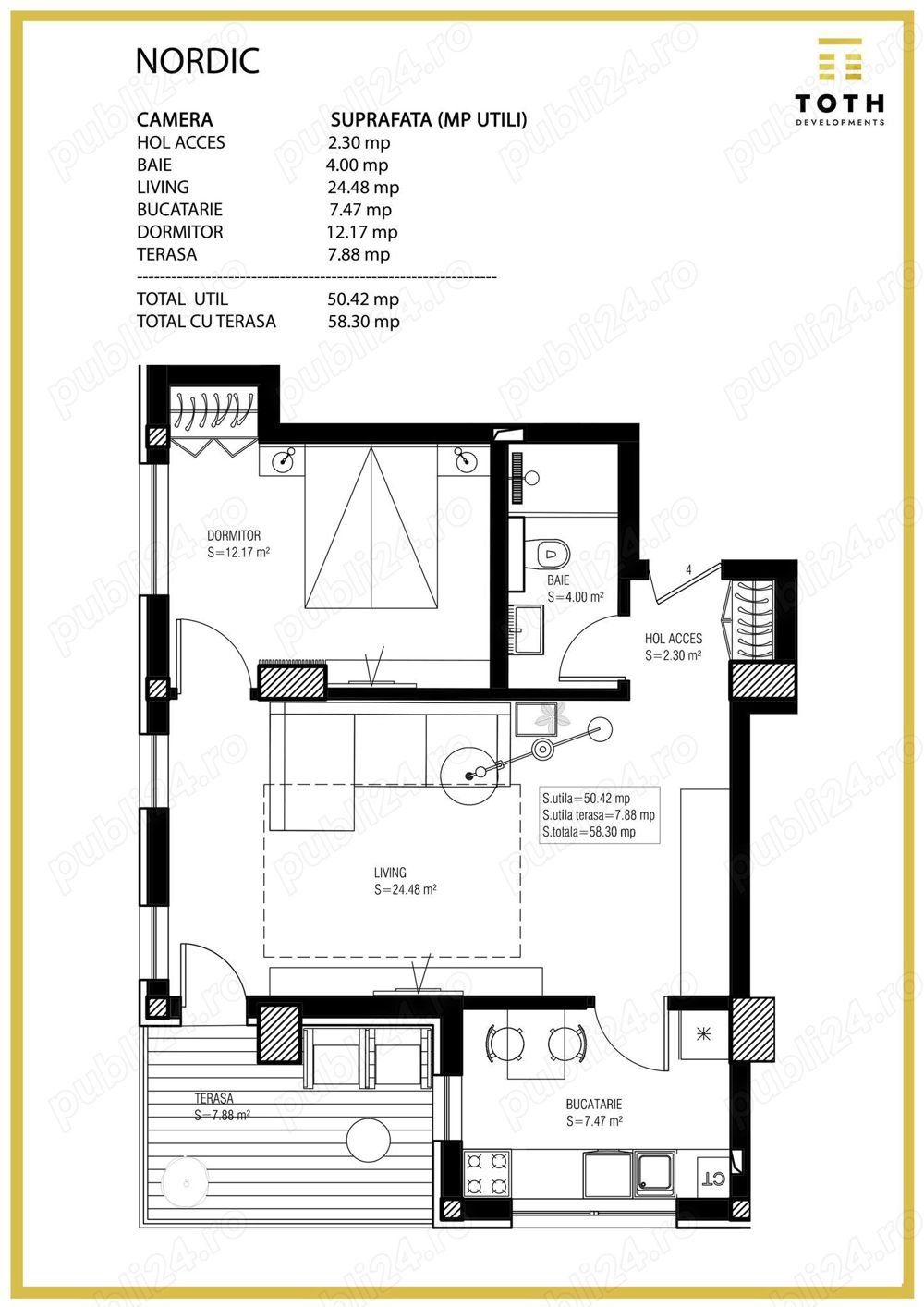 Apartament nou 2024- 2 camere 58,3 mp tabara Navodari