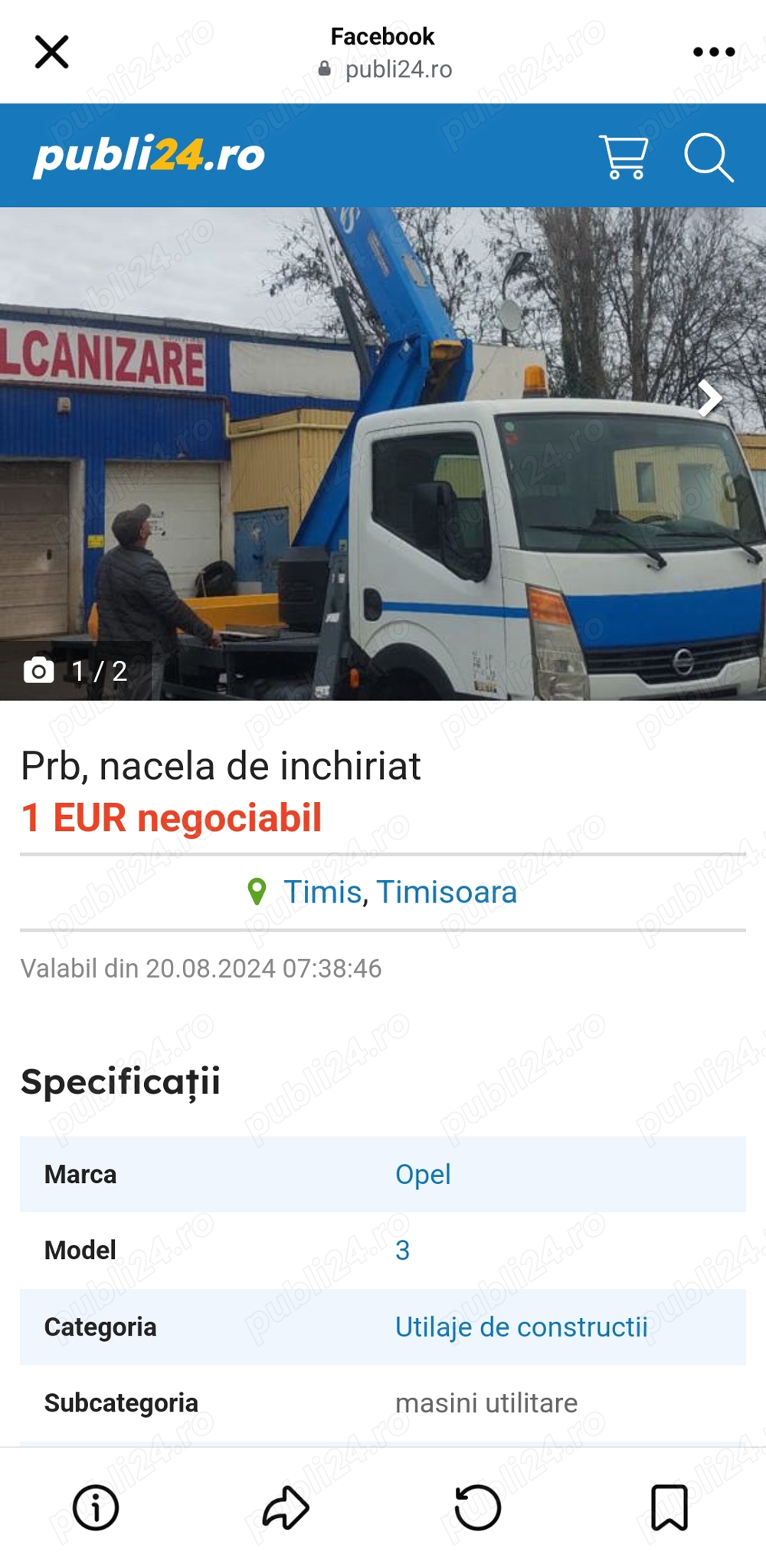 Inchiriez nacela  ridica 20 m preț avantajos în funcție de lucrare 